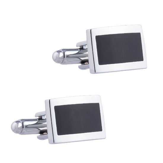 Picture of Spot rectangular square coated enamel iron metal cufflinks