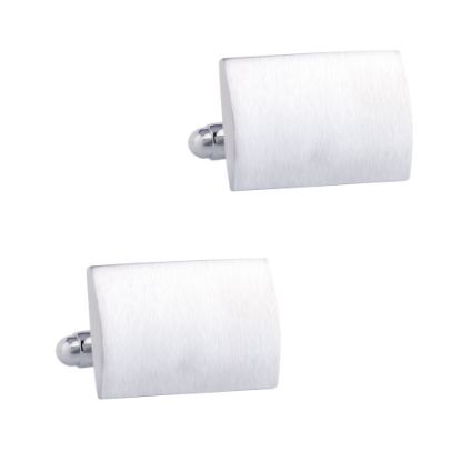 Picture of Spot electroplated silver smooth brushed metal cufflinks