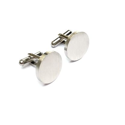 Picture of Round stainless steel cufflinks, metal sleeve studs, customized logo for suit sleeves